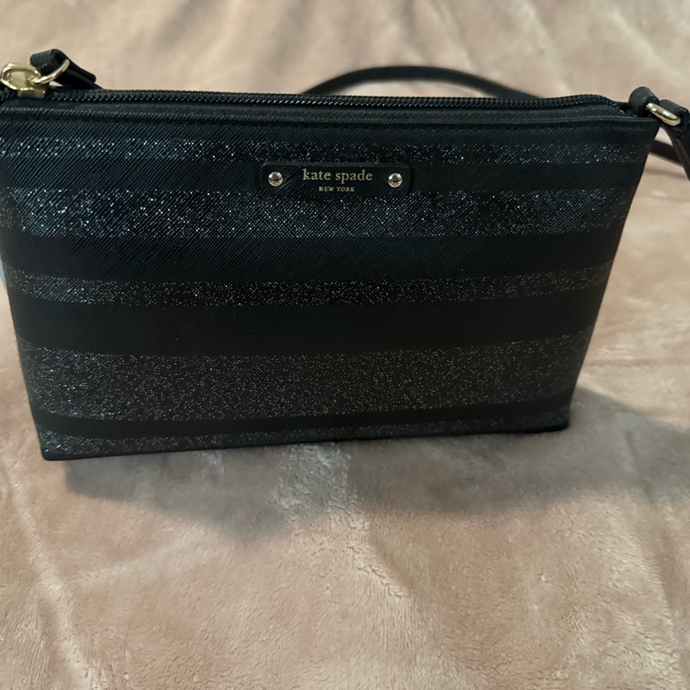 Kate Spade Black and Silver Striped Crossbody